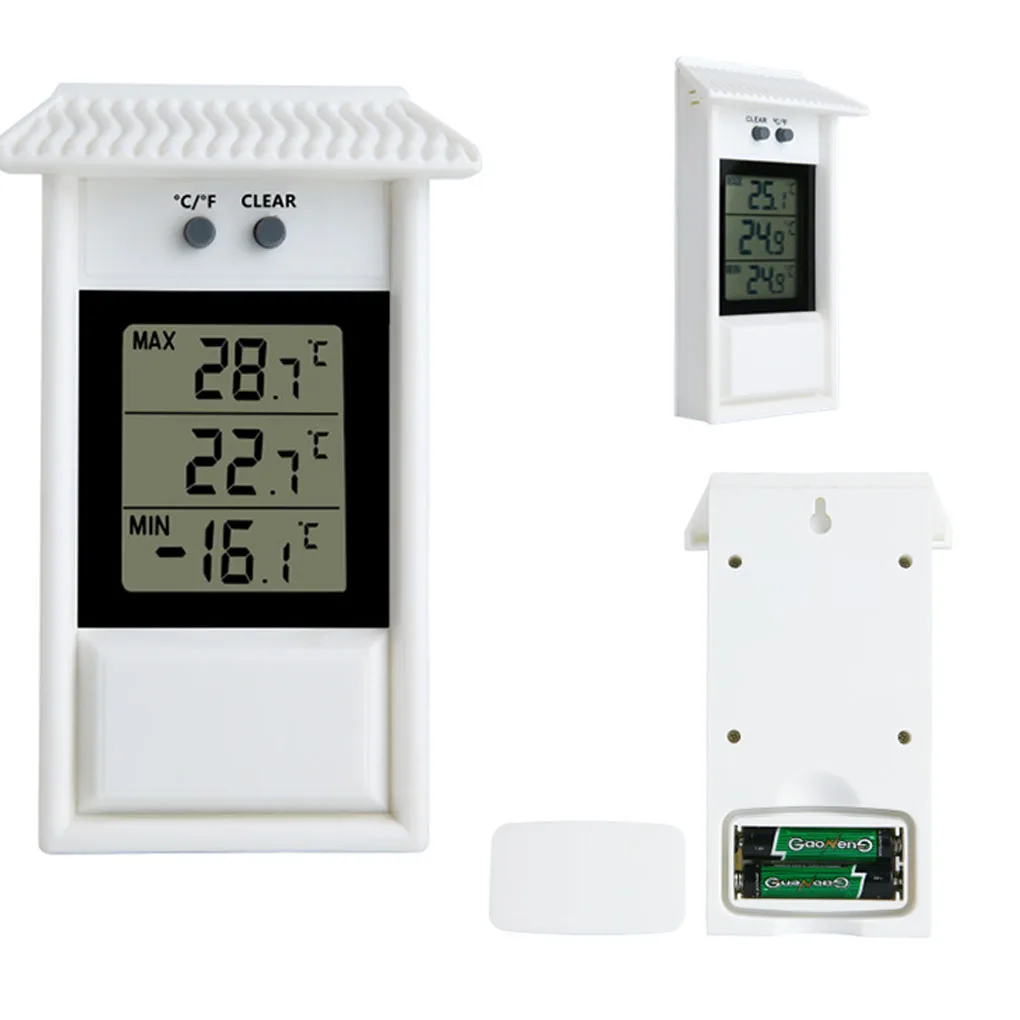 Waterproof Digital Thermometer Indoor/Outdoor Garden GreenHouse Wall Mounted Temperature Measurement Tools Max Min Value Display