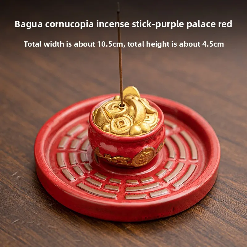 Creative Treasure Bowl Fragrance Insertion Holder Gold Toad Plate Incense Burner Eight Trigrams Aroma Stand Table Decoration