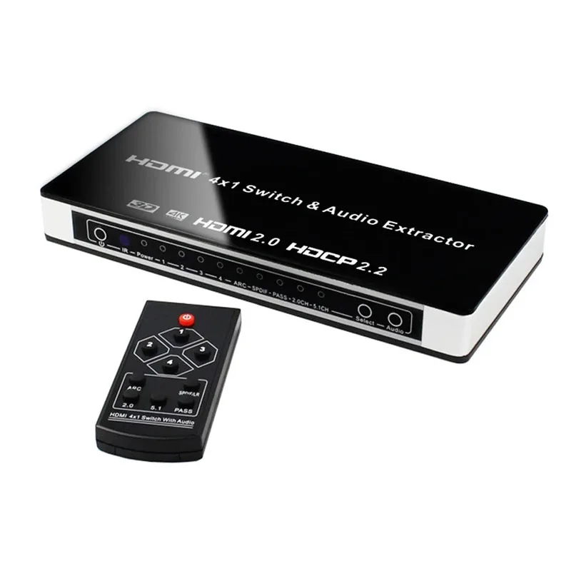 Hdmi 2.0 4 In 1 Out 4K 60Hz 1080P Switcher Box,Arc 4X1 Hdmi Switch Video Audio Extractor Converter Per Xbox Ps3 Ps4 Ps5 Pc A Tv