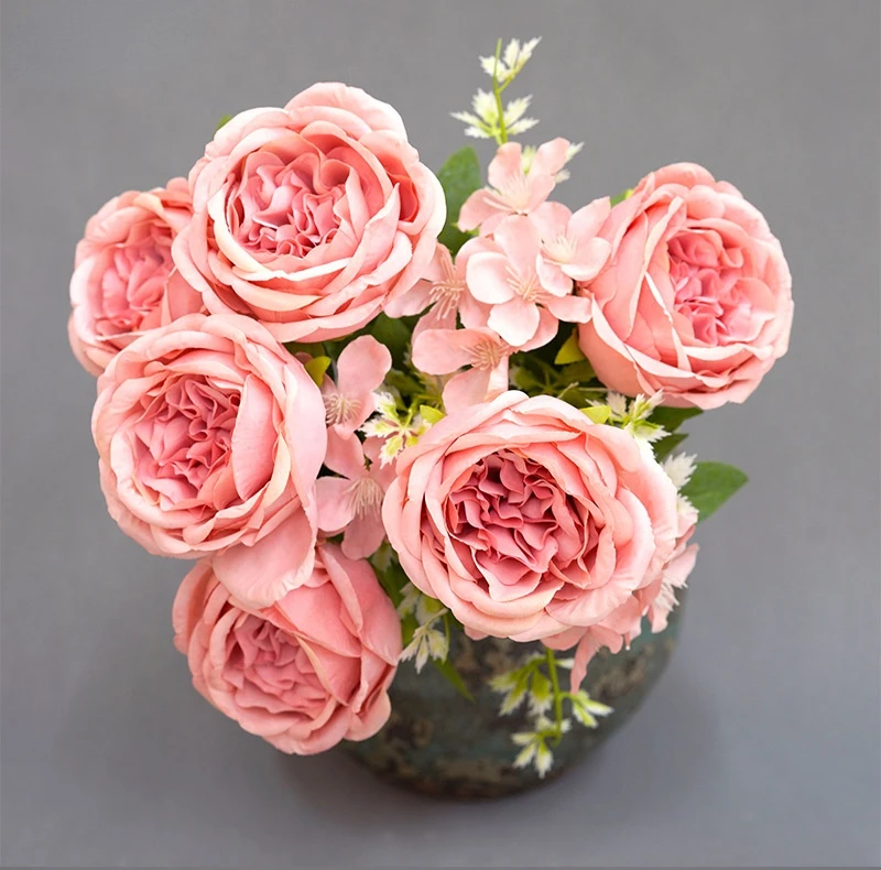 

Artificial Peony Bouquet Silk Fake Flowers Valentine's Day Gift Holiday Party Decoration Simulation Flower Home Decor Peonies