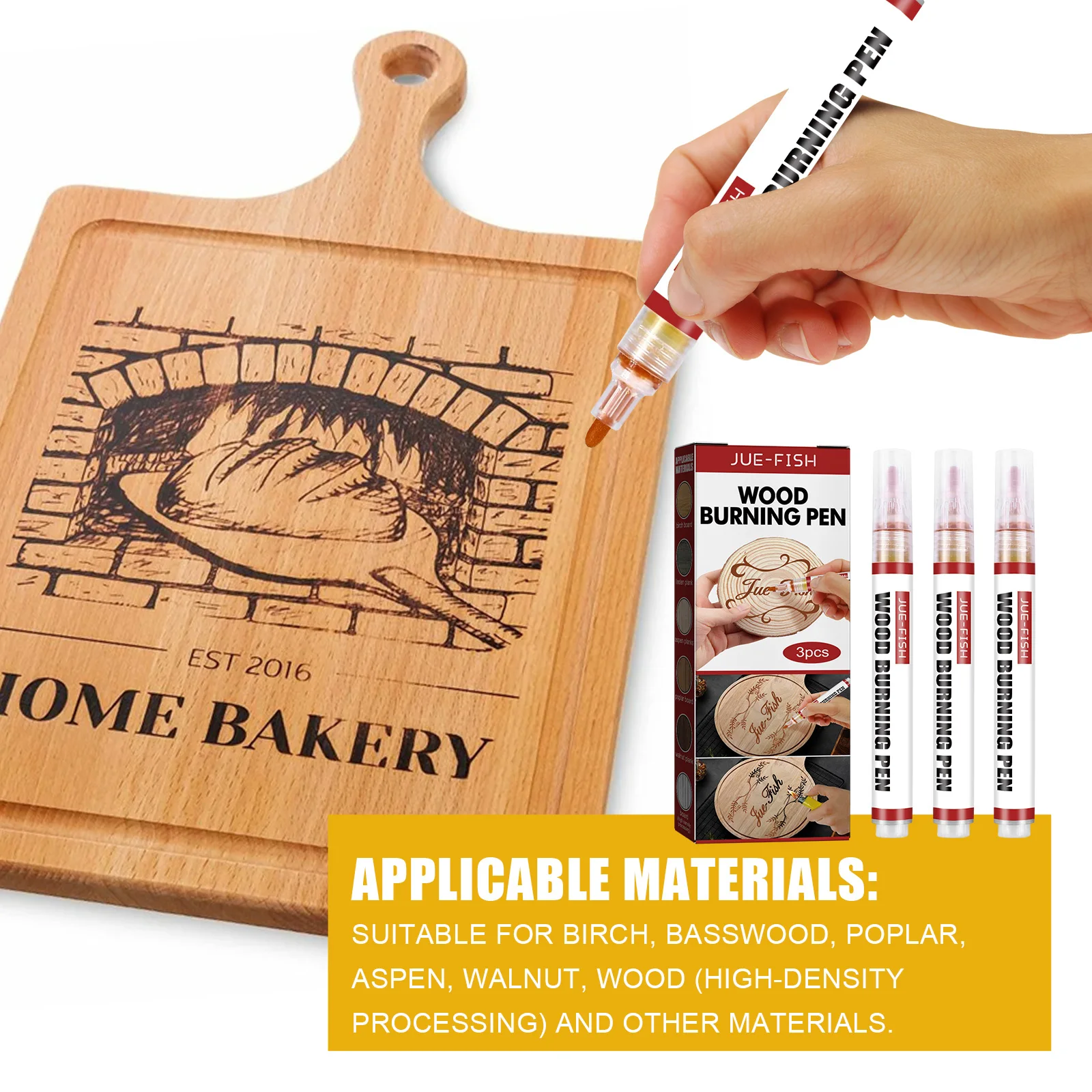 Materials for Pyrography (wood burning): wood, leather, bark, tube