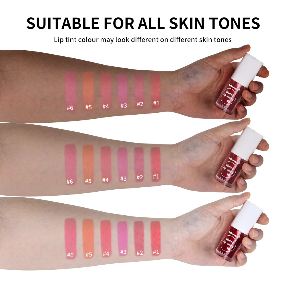 6Colors Water Lip Stain Moisturizing Lip Glaze Long Lasting Lip Ink Face Lip Dual Purpose Waterproof Liquid Cosmetic Makeup 6