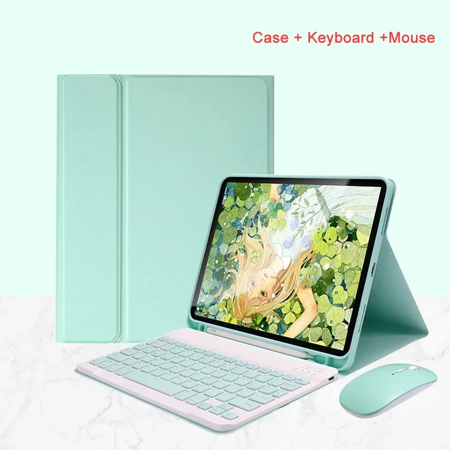 Premium Leather Keyboard Case with Mouse for iPad - Versatile Fit for Multiple Sizes