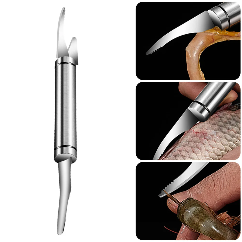 5 In 1 Multifunctional Shrimp Line Fish Maw Knife Shrimp Peeler Stainless Steel Kitchen Fish Scale Planer Duck Intestine Tool fish scales scraper fish scale cleaner shrimp peeler fish scale scraper