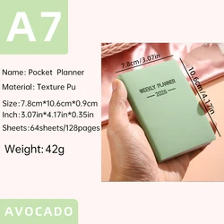 A7 Compact Morandi Color PU Cover Daily Planner - 2026 Edition - A7 (Avocado)