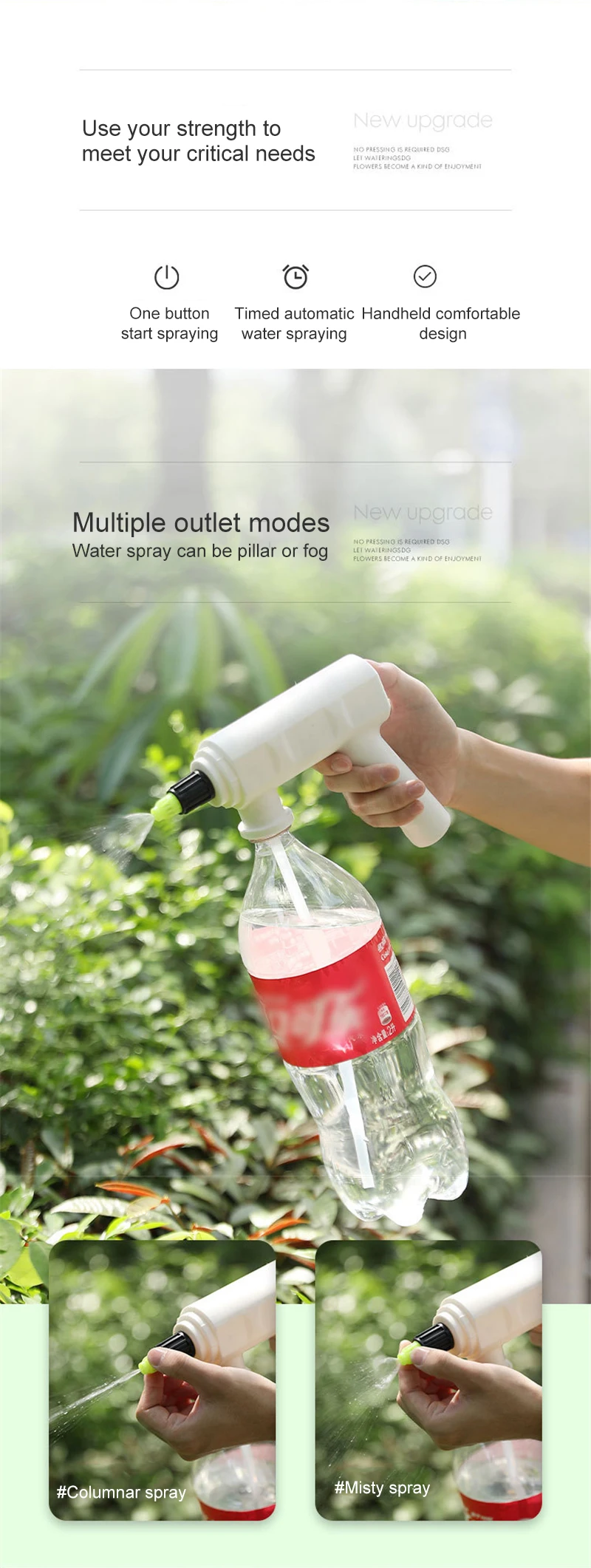 Description Picture 4 of itemElectric Plant Spray Bottle Watering Can Head Multi-functional Fogger USB Sanitizing Sprayer Watering Machine Plants Garden Tool