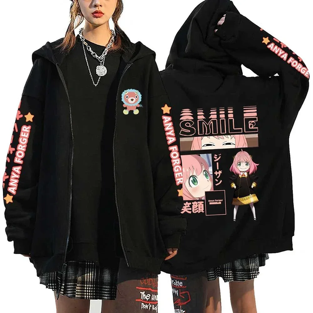 thumbnail image 1 of Sudaderas con capucha con cremallera y estampado para mujer, ropa de calle Harajuku, sudaderas de lana Y2K para mujer, cárdigan de manga larga informal Suelto, 1 of 5