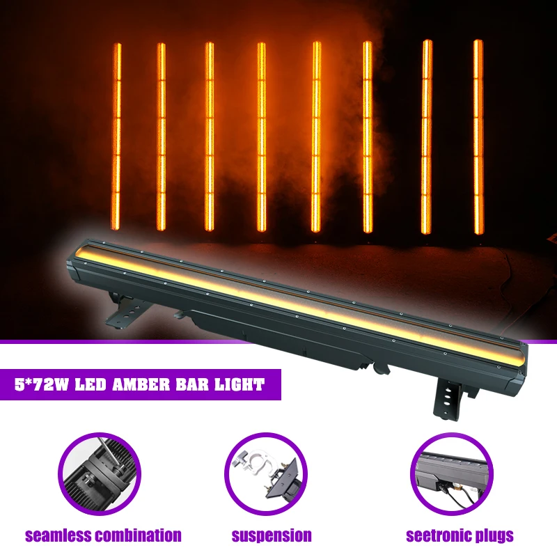 Sunart 아트 샤인 1800K COB LED 앰버 웜 바 무대 효과 조명, DJ 디스코 야외 벽 워시 램프, DMX 사운드 고정 장치, 5*72W