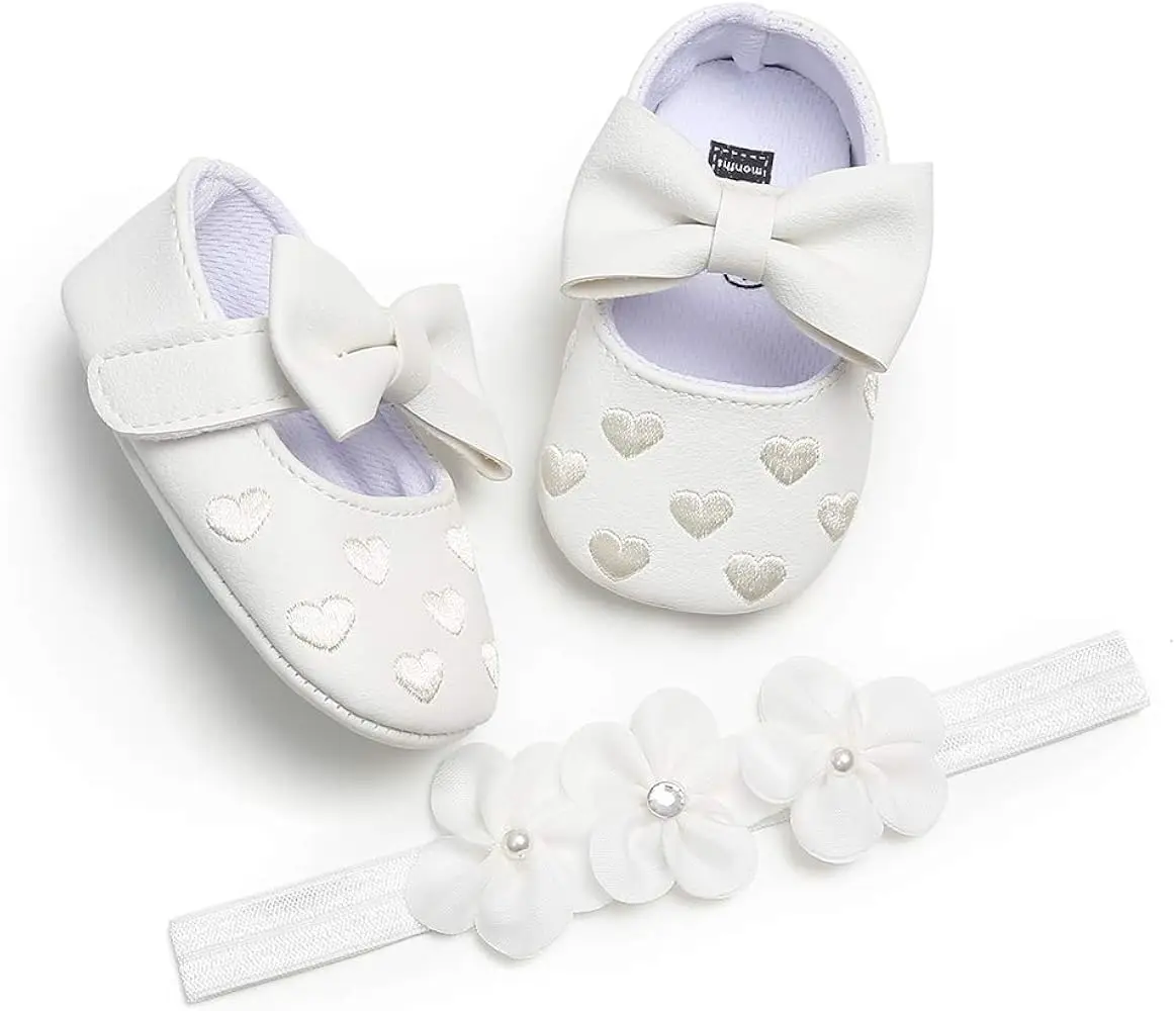 Newborn Baby Girl Shoes Socks Headband Princess Party Lace Floral Soft  Toddler Kid 0-12M Pink Red Shoes 0 3 6 Months 2