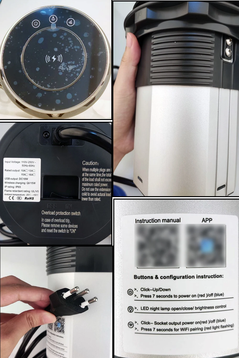 Description Picture 2 of itemTower Socket Electric Lifting EU/US/Brazil Type C USB Hidden Tabletop Motorized Pop Up Retractable Outlet Wireless Charging TUYA