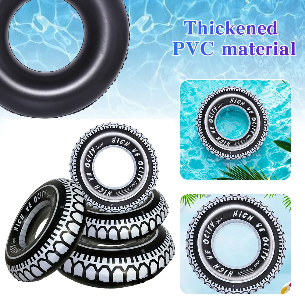 Tire Pattern Blow Up Swim Tube Leakproof Inflatable Swim Ring Swimming Rings Floaties Thickened Pool Rings for Swimming Pool Inflatable Swimming Ring