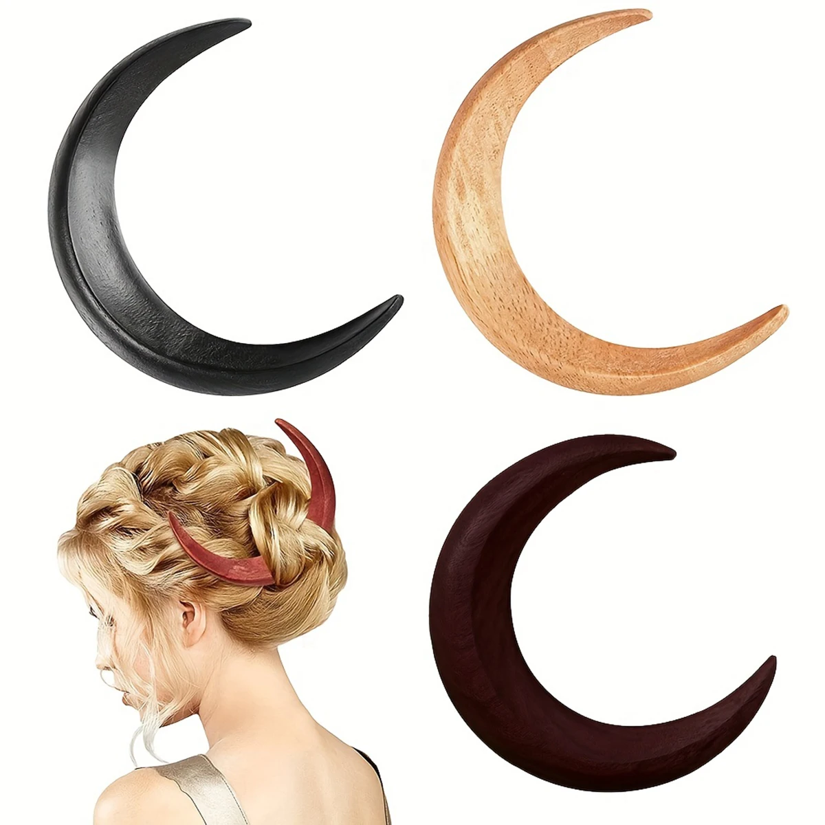 New Black Moom Hair Sticks Red Hair Clips for Women Girls Vintage Wood Hair Pin Elegant Hanfu Hairpins Hair Accessories Headwear
