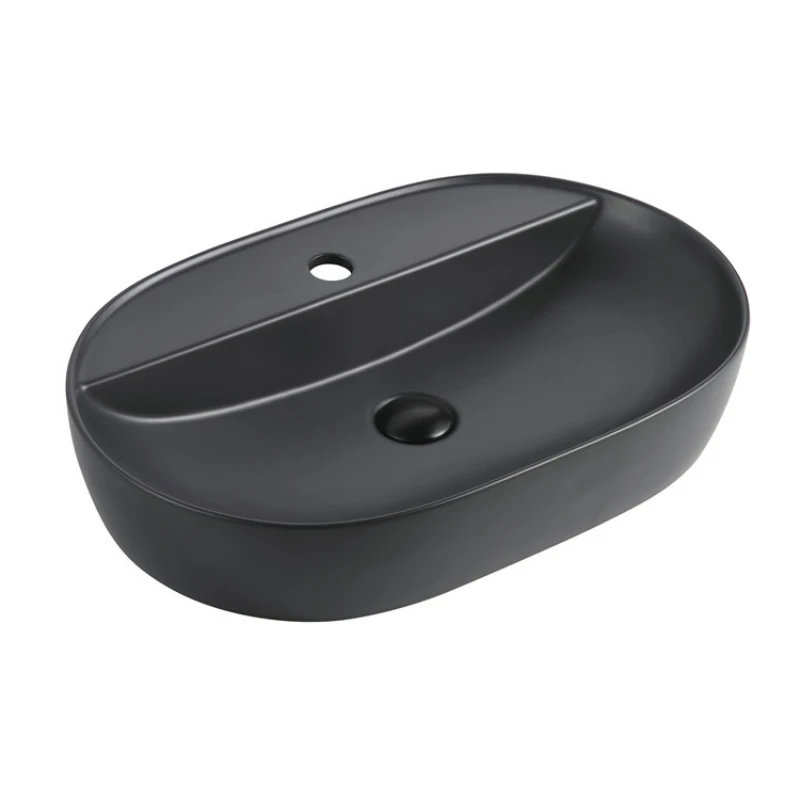 

Best sale classic design oval shaped hand washing sink matte black ceramic art basin