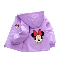 Frozen Spring Girl Elsa Princess Jacket Kids Toddler With Hooded Collar Long Sleeve Casual Clothing Children Mickey Minnie Coat 4