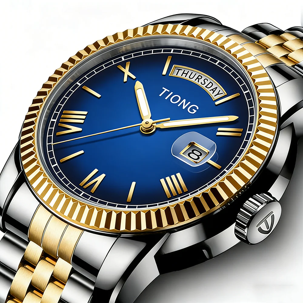 Premium Stainless Steel Luxury Quartz Waterproof Date Wristwatch
