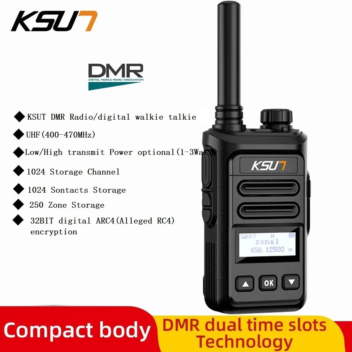 

Переносная рация KSUT DMR, цифровая двухсторонняя радиостанция для любителей, портативное профессиональное приемопередатчик УВЧ, 3 Вт