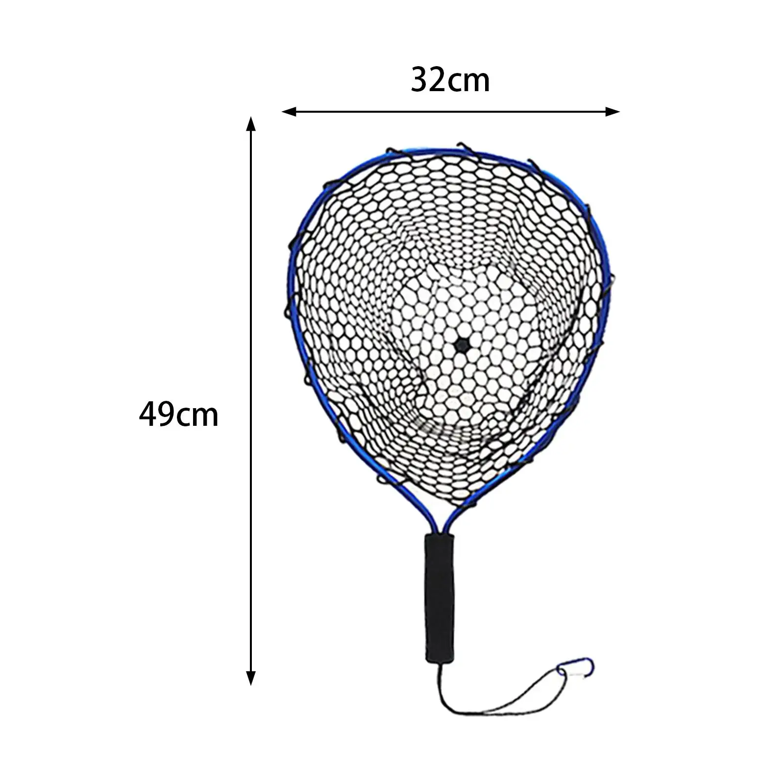 Fishing Landing Net Strong Load Bearing with Lanyard and Carabiner Wading Net for Outdoor Freshwater Saltwater Kayak Fly Fishing