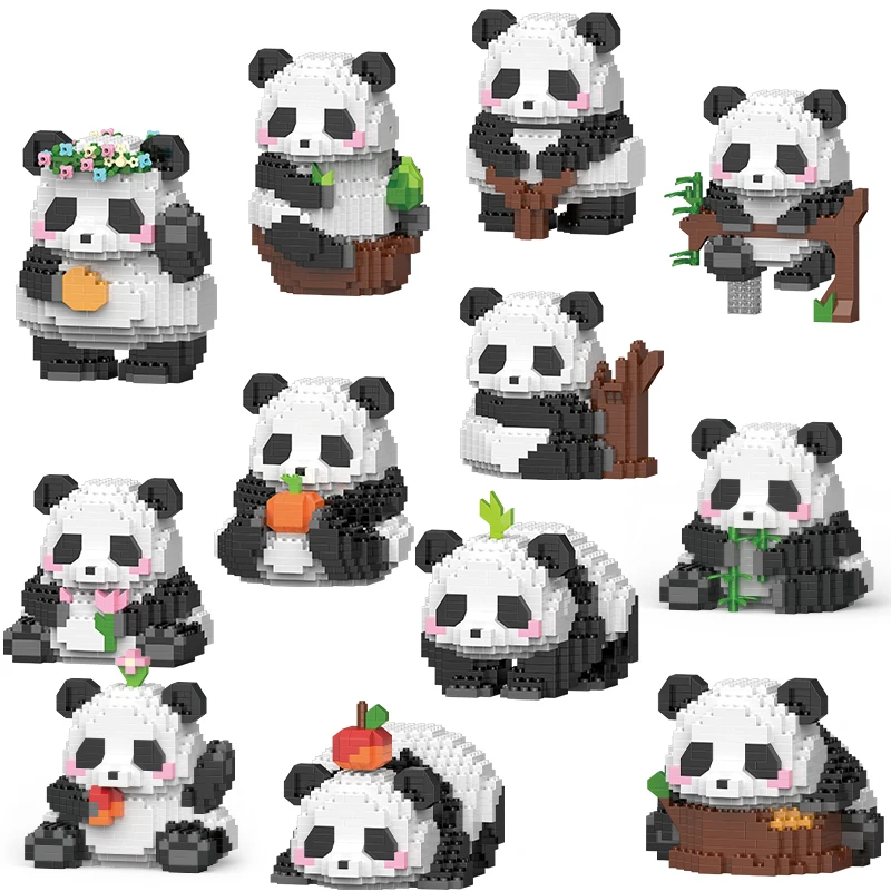 Kawaii Panda Life Micro Building Blocks Cute Animal Model Huahua