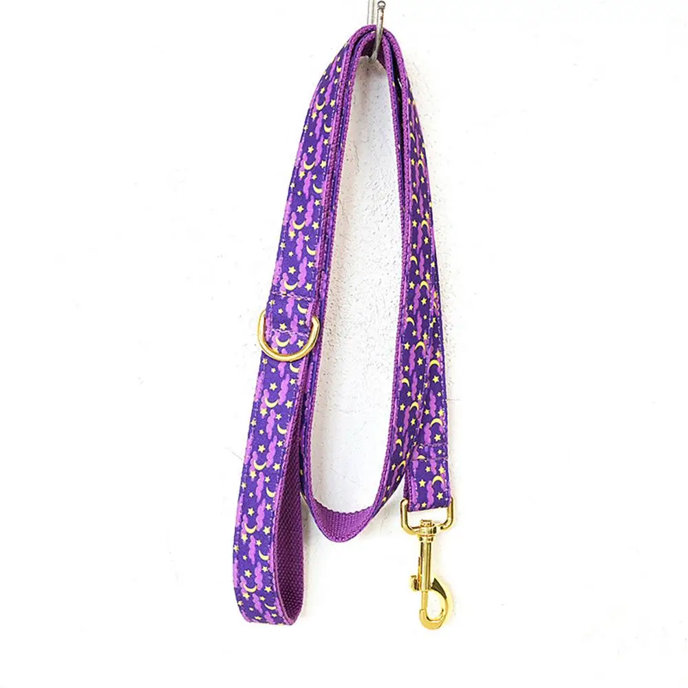 Personalized Dog Collar with Free Engraving Matching Pet Leash Customzied Contacts Metal Buckle Purple Moonlit Night Collar dog collar pet leash set dog traction rope dog seatbelt leash