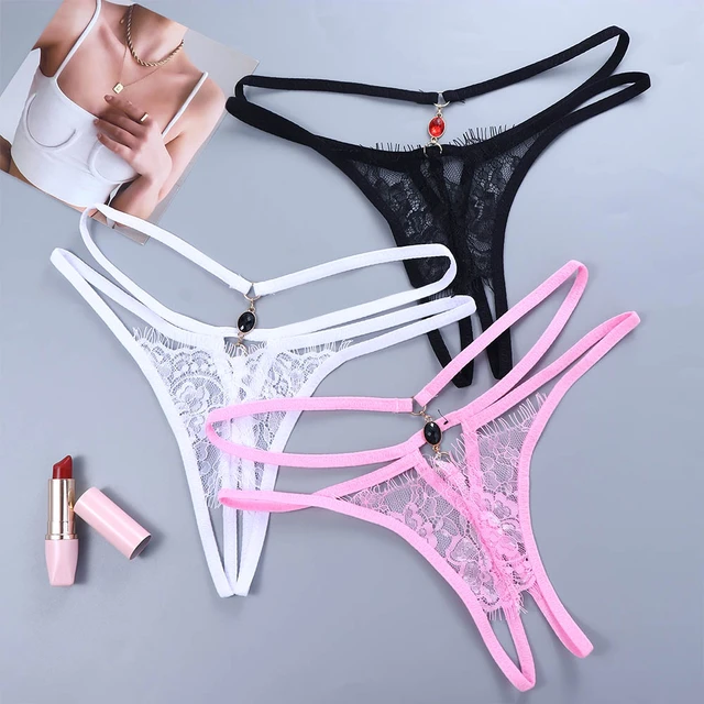 1pc Women Sexy Lingerie Exotic Open Crotch Panties Thong Exotic Lingerie  Female Lace Transparent Crotchless G-string Underwear - Panties & Briefs -  AliExpress
