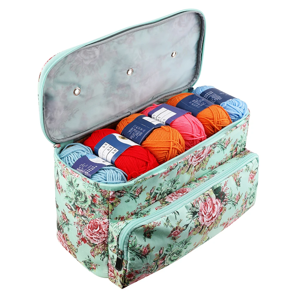 Knitting Needles Crochet Yarn Organizer Bag Storage Shoulder Bag Waterproof Oxford Cloth for Sewing Crochet Hooks