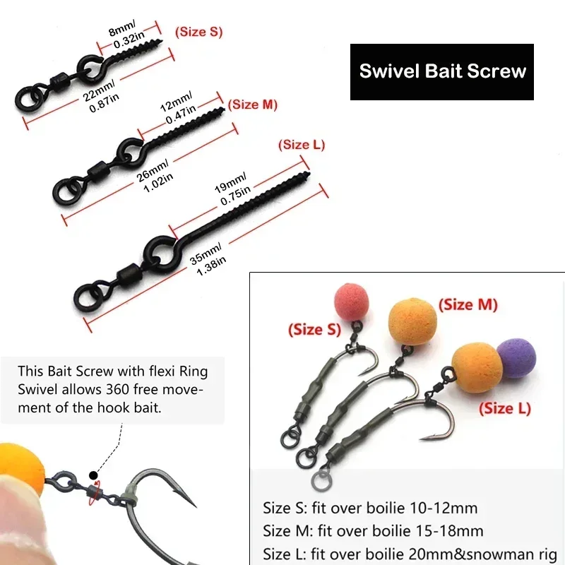 Carp Bait Screws With Ring Mirco Swivel Carp Bait For Carp Ronnie Rig Zig Chod Boilies Screws Carp Hiar Rig Terminal Tackle 3