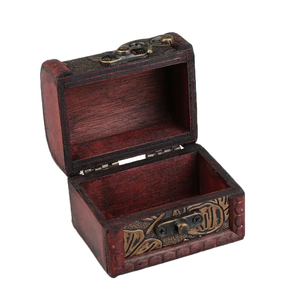 

1PC Antique Mini Wood Treasure Chest Storage Box Jewelry Organizer Box Gift Box Display Necklace Bracelet Rings Organizer