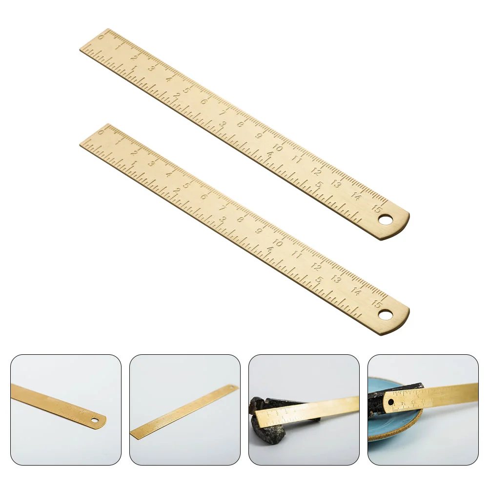 Multi-function Bookmark Ruler Brass Drawing Supply Vintage Straight Household Bookmarks