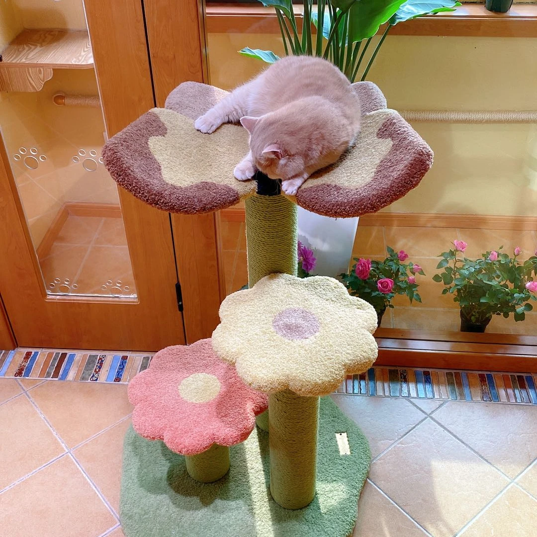 

Рамка Pansy для кошачьего дерева среднего размера, устойчивая к царапинам пеньковая веревка, многослойная стойка для кошачьих лап