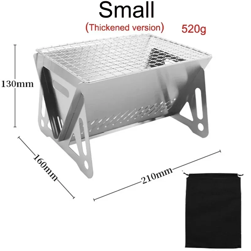 Description Picture 3 of itemBBQ Grill Portable Folding Barbecue Grill Heating Stoves Multifunction Camping Rack Net Firewood Stove Stainless steel BBQ Grill