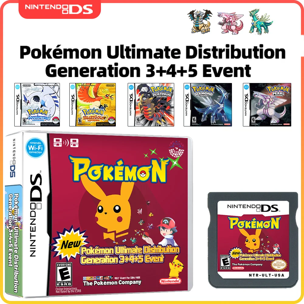 

NDS Pokémon Ultimate Distribution Generation 3+4+5 Event Distribution Game Cassette Pikachu Charizard Mewtwo Collectible Toys