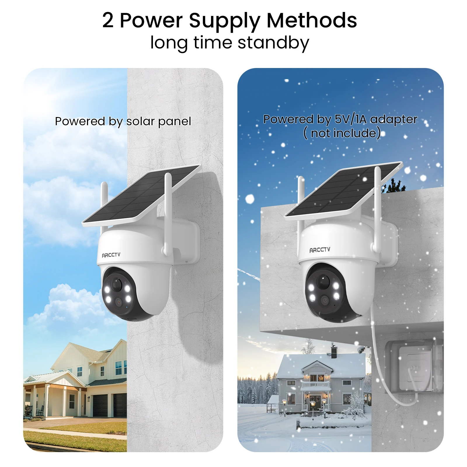 2K/4MP ソーラーセキュリティカメラシステム ワイヤレスWiFi監視カメラ