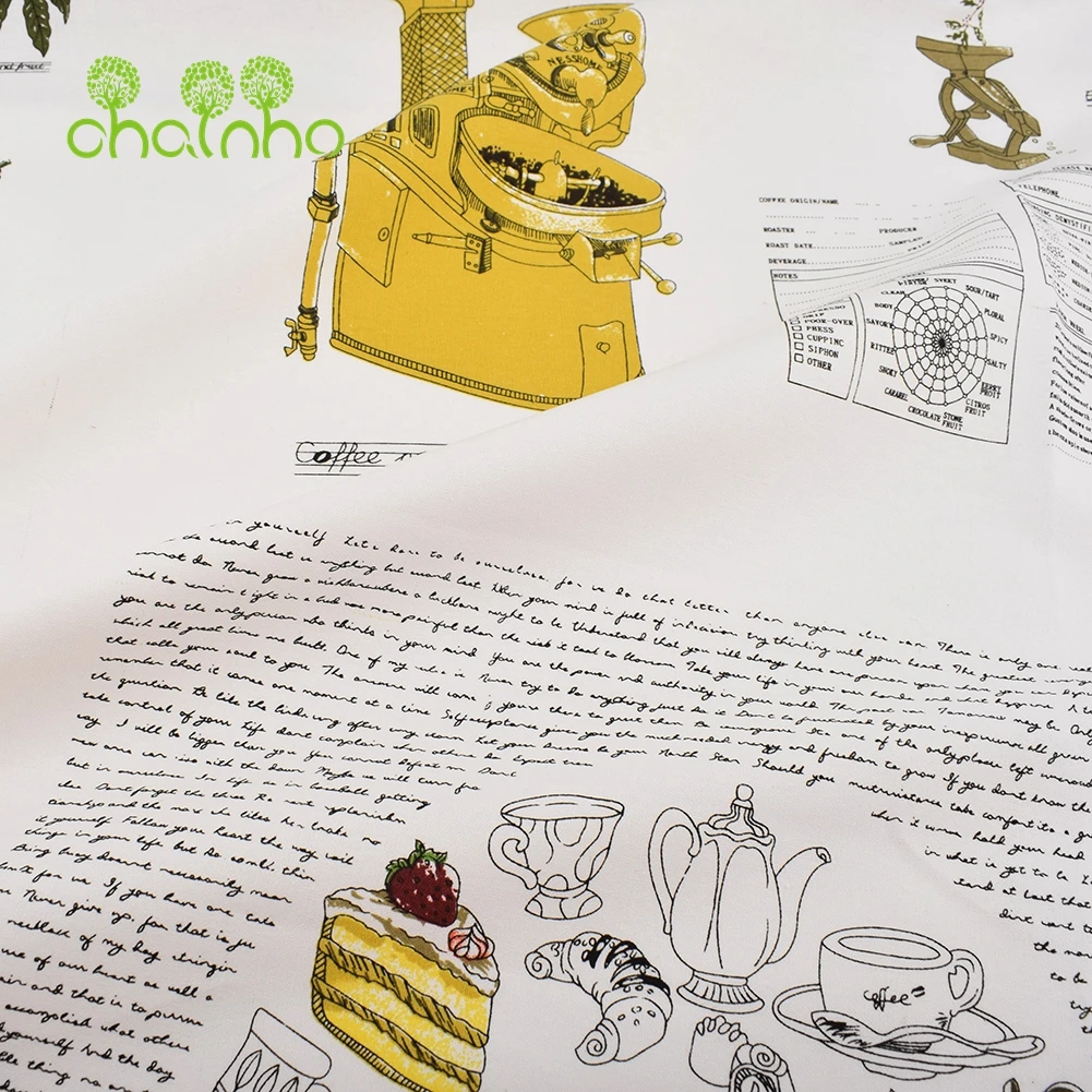 Chainho,Printed Cotton Linen Fabric,DIY Quilting Sewing Material,Patchwork Cloth,Black & White Series,2 Sizes,15CLA6