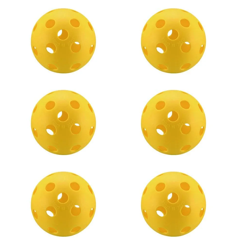 6 Pack Pickleball Balls 26 Holes Pickleballs for Outdoor Indoor Sports Pickle Ball Set Durable Cricket Kit Net Bag