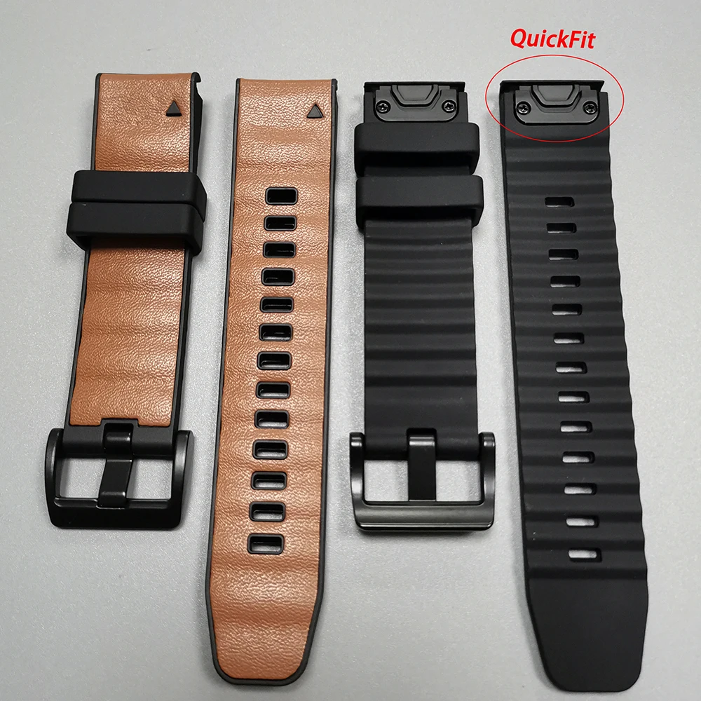 Premium Leather & Silicone Strap for Garmin Smartwatches - QuickFit Sports Band