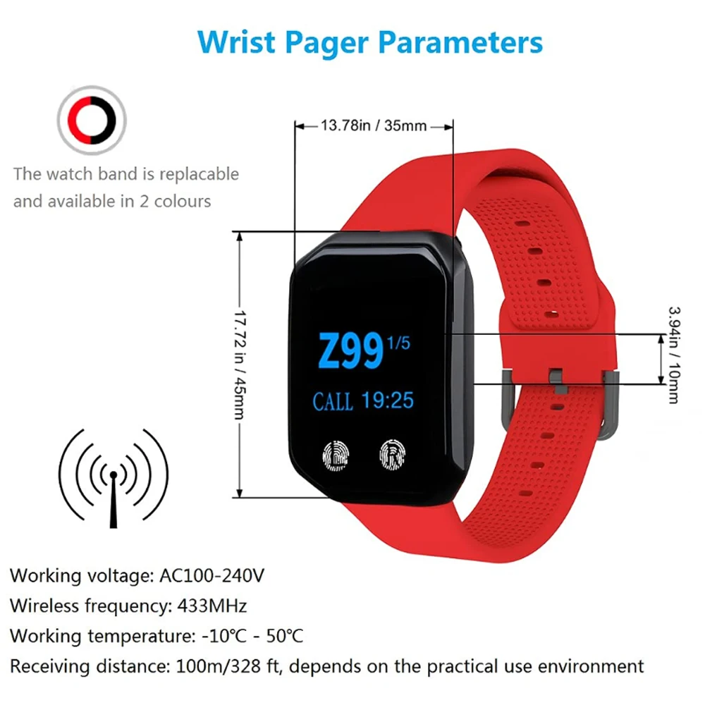 BYHUBYENG 5pcs Restaurante Equipments Pager Service wrist pagers system Waiter Watch Nursing Aid Aide Soignante Restaurant