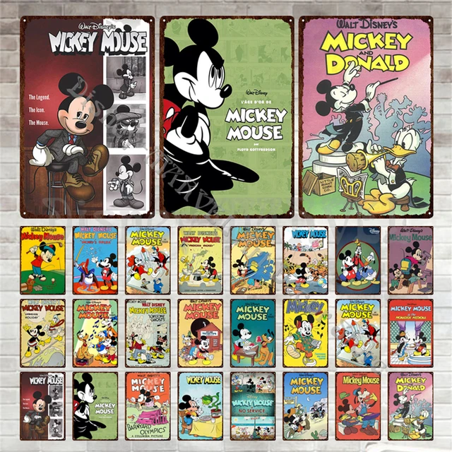Adesivi murali Vintage di Walt Disney targa in metallo topolino targa in  metallo Mickey Minnie Cartoon