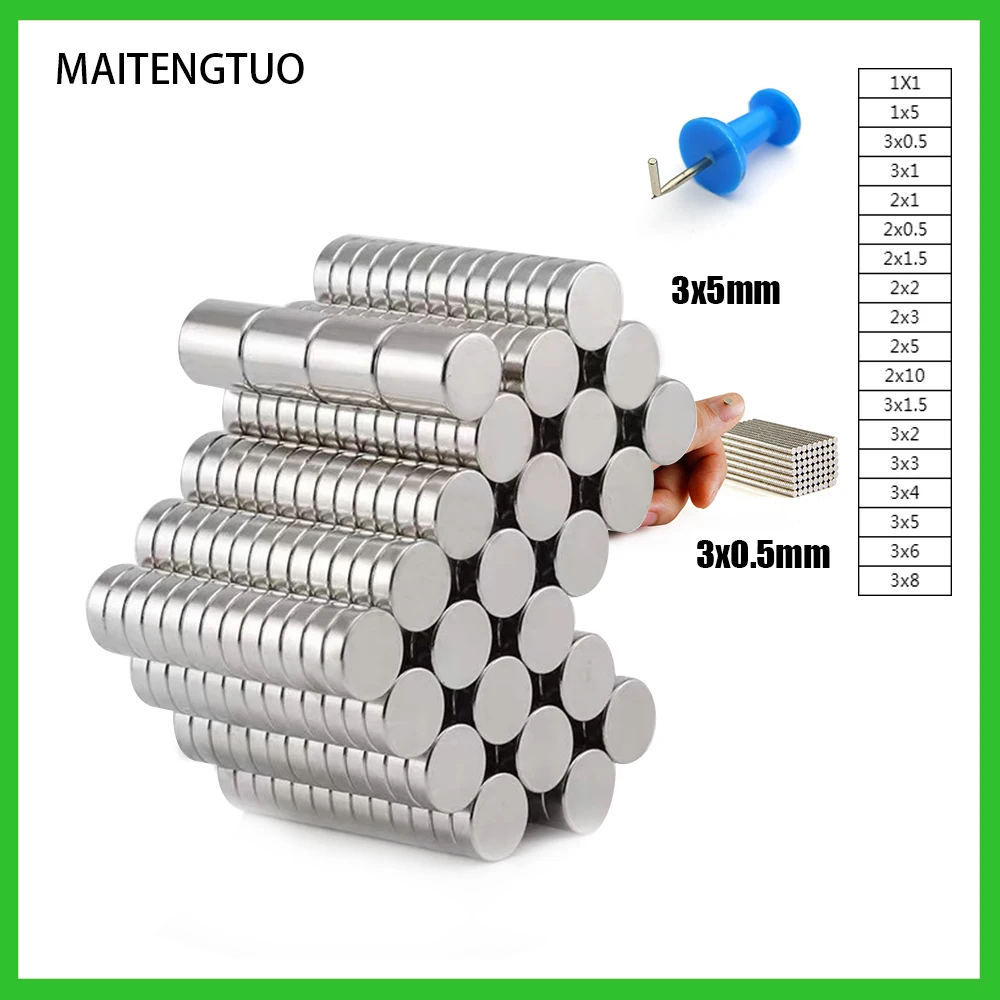 3X0.5mm Mini Cylinder Rare Earth Neo Neodymium Strong Industrial Magnet N35 