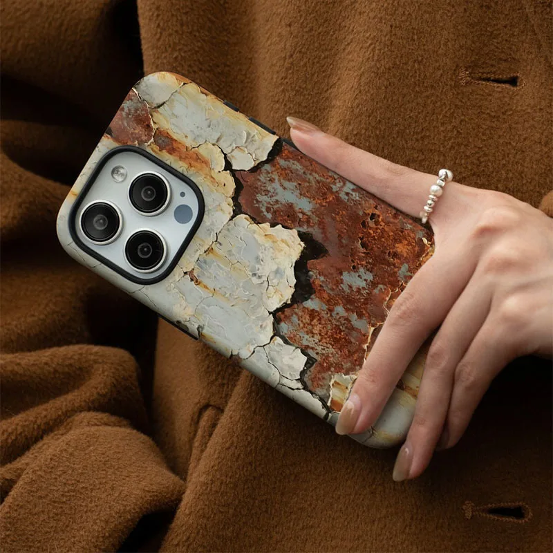 Dual-Texture Rustic Wind Phone Case and Screen Protector Combo