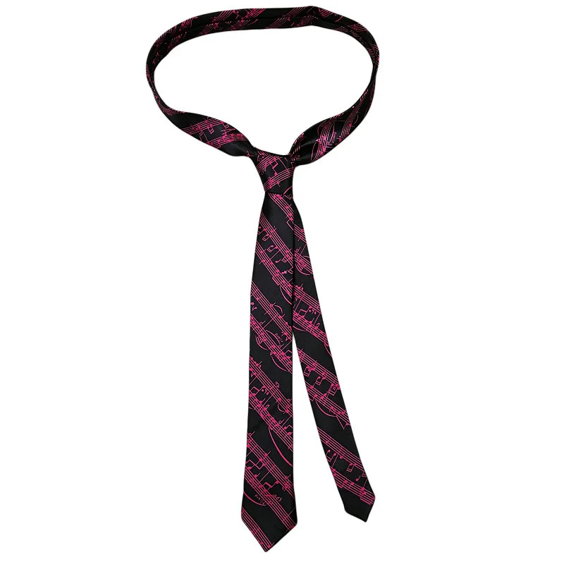 Classic Musical Notes Tie - Silky Narrow Necktie for Piano  Guitar Lovers