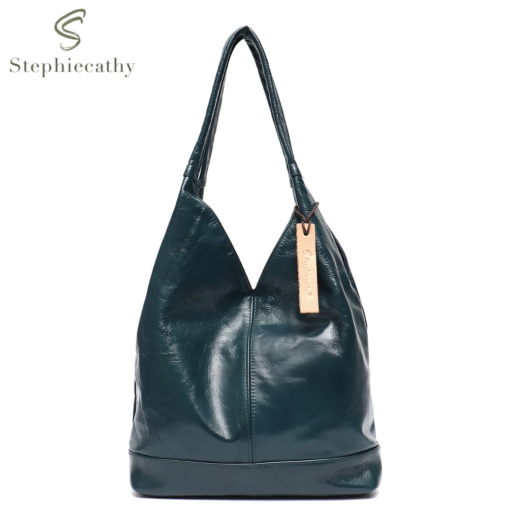 SC Brand Vintage Oil Wax Leather Women Hobo Shoulder Bags Luxury Design Retro Cowhide Skin Casual Daily Shopping Handbags Purses