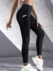 New High Waist Women's Leggings Stretch Yoga Pants Tights With Pockets Push Up Fitness Running Sportswear Solid Color Pants 2