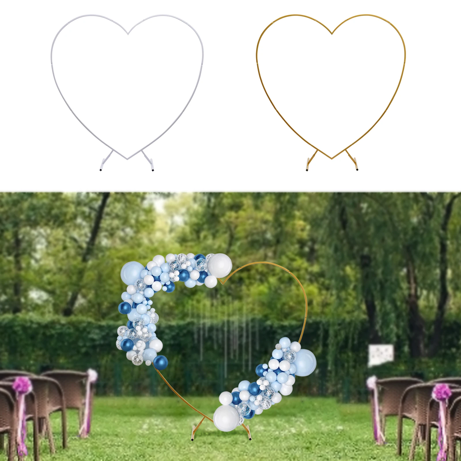 Loving Heart Arch, Metal Wedding Arch,Heart-Shaped Arch Stand Arch Climbing Frames for Wedding Birthday Background Decorations