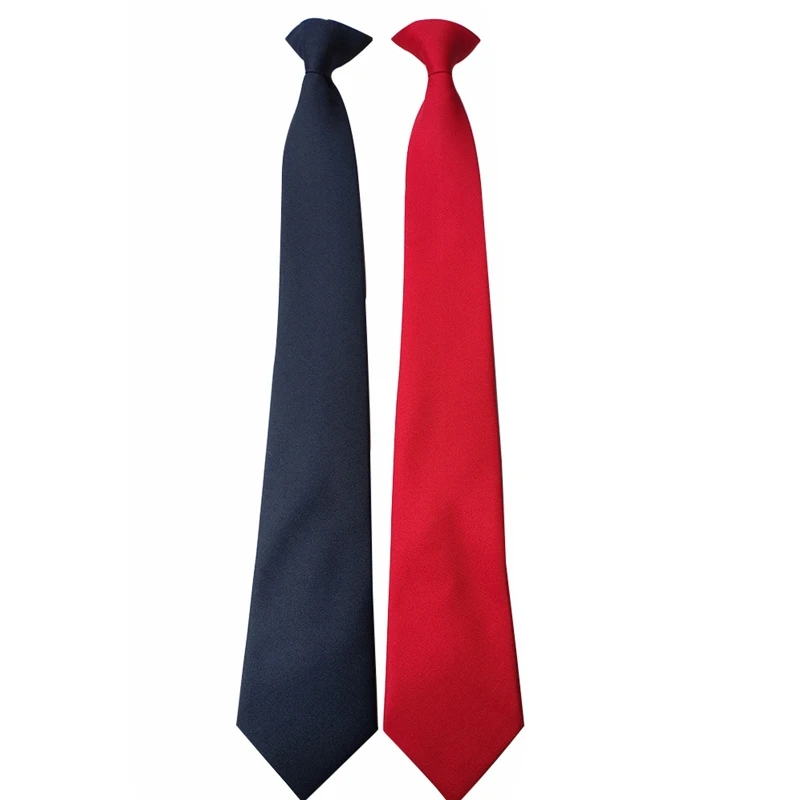 

Men Women Student Simple Clip on Tie Uniform Plain Solid Color Pre-Tied Necktie for Office School for Police Security Party 10CF