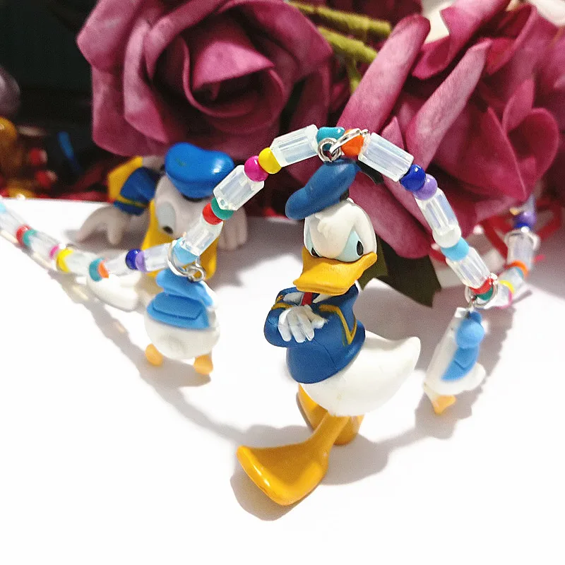 Disney Princess Cartoon Candy Acrylic Beads Donald Duck Drawing Board Flower Short Necklace Neck Chain Female