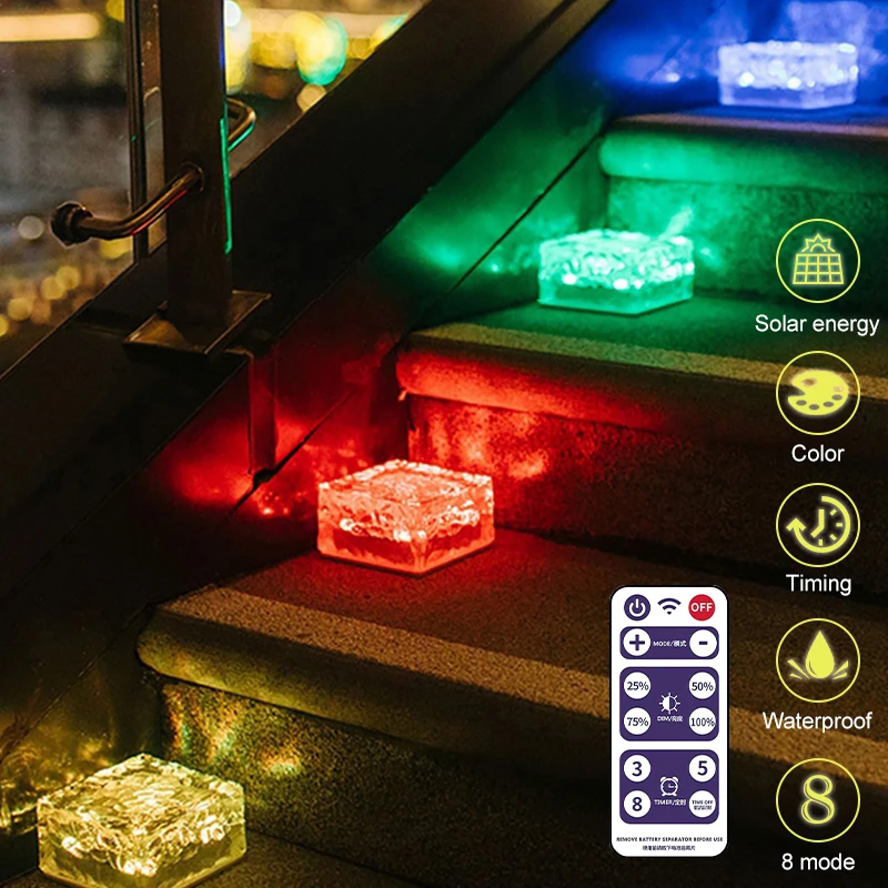 

1-4pcs Solar Brick Ice Cube Light Solar LED Lights Solar Lawn Lamp Brick Light Outdoor Garden Decor For Landscape Pathway