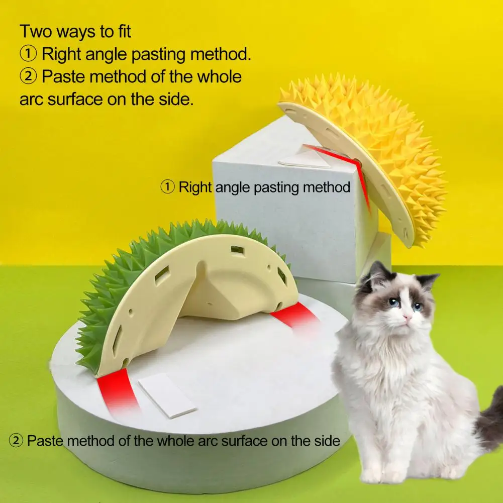 

1 Set Cat Tickling Comb Bite Resistant Self-adhesive Durian Shape Itching Low Eating Teeth Cleaning Cat Scratcher Pet Grooming