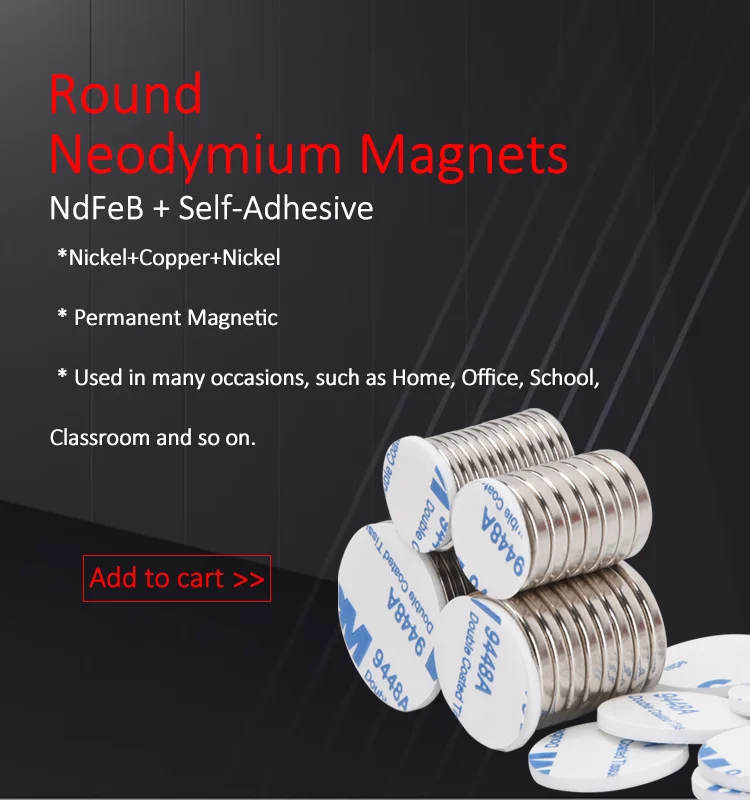 Neodymium Magnets Small Neodymium Magnet Disc Strong Rare Earth Magnet Sheets Self-Adhesive Pad Ideal Office Crafts DIY Fridge Decoration