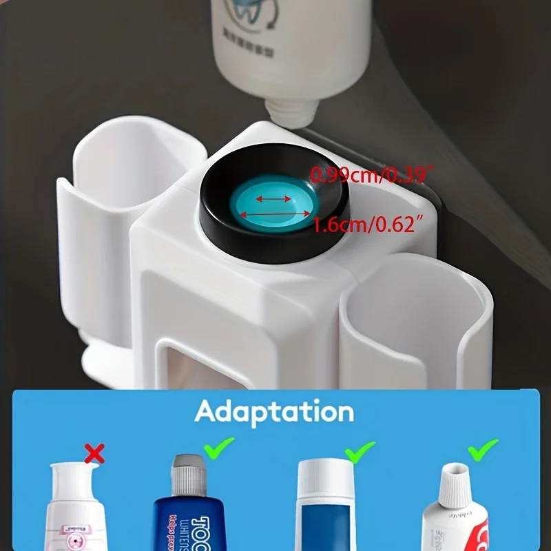1pc Toothbrush Holder With Automatic Toothpaste Dispenser, Wall Mounted  Punch-free Multifunctional Electric Toothbrush Holder 4