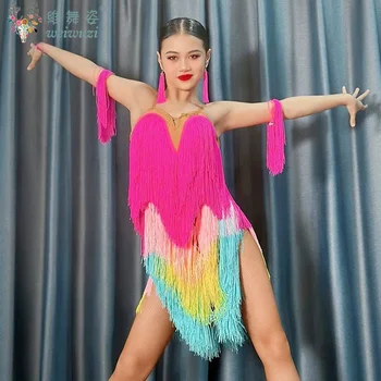 Abbigliamento per Competizioni di Danza Latina per Adulti, Vestito Personalizzato Multicolore per Donne, per Campionati Internazionali di Chacha